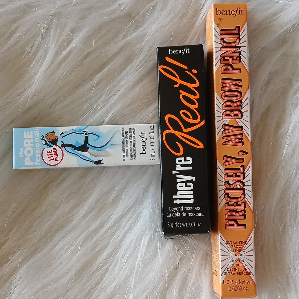 Benefit Porefesdional Primer-They're Real Mascara-Precisley My Brow Pencil Trio